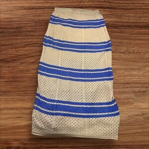 Womens Promesa Knit Skirt Blue Striped Lined‎ Beige Open Knit Casual